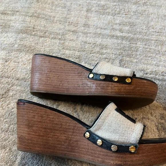 Tory Burch Black and Cream Logo Slide Sandals - Picture 5 of 8